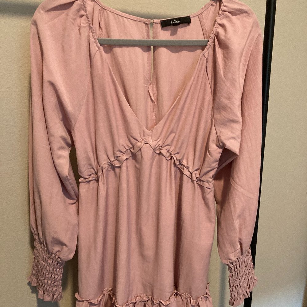 Lulus Ruffled Long Sleeve Mini Dress